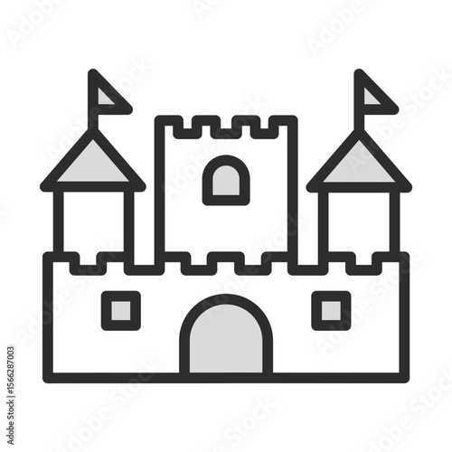Medieval Castle Icon Fortress Palace Historic Building Fairytale Landmark Architecture