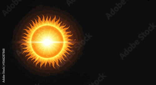 glowing celestial bodies, resembling suns or stars, illuminate the vast darkness of space, one with a prominent solar flare.