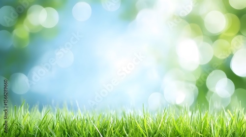 Vibrant Green Grass Meadow Spring Nature Background