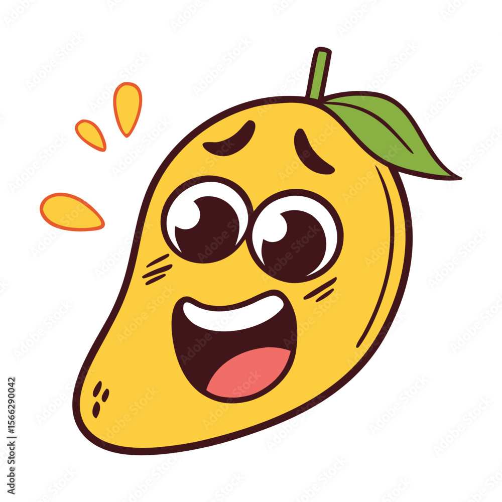 Fototapeta premium Mango With Funny Cartoon Face