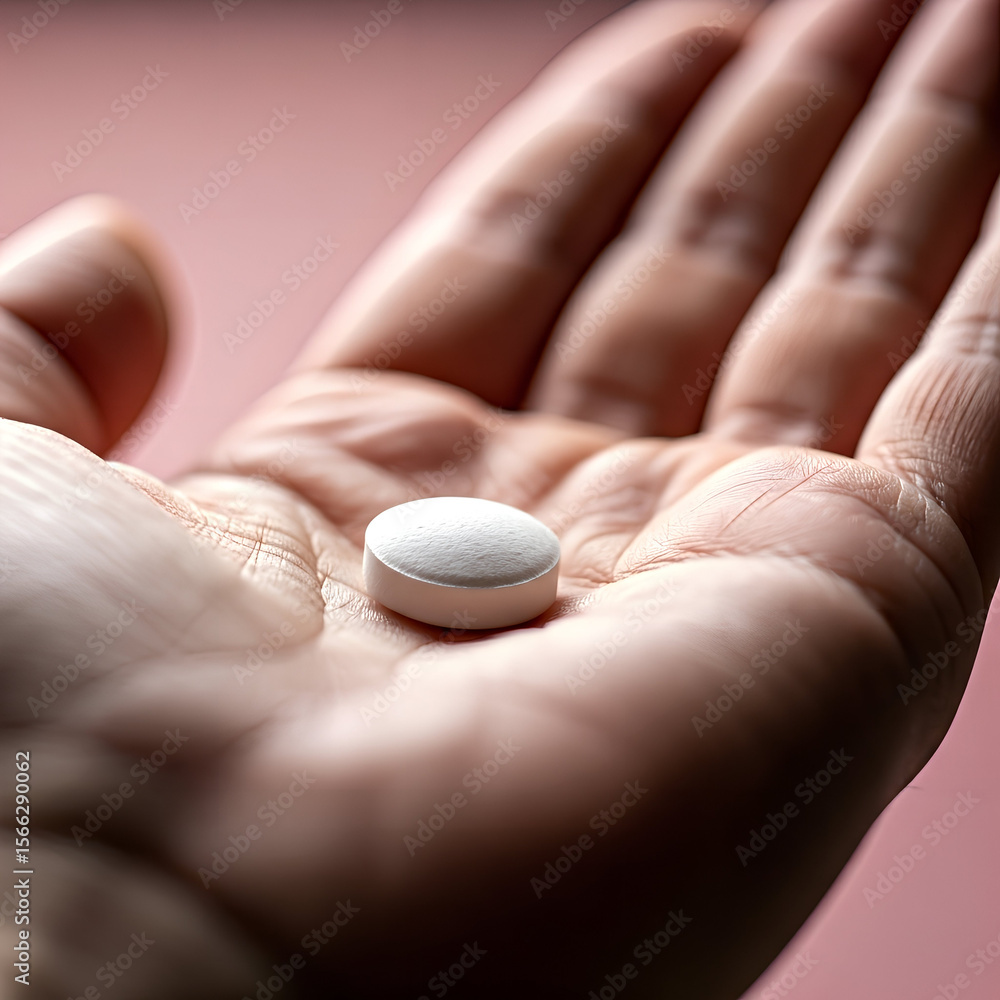 eine einzelne Tablette in einer Hand eine einzelne Tablette in einer Hand