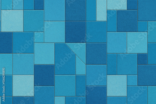Blue mosaic-like geometric pattern with ceramic texture background