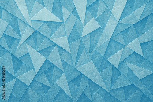 Frosted blue geometric mosaic with angular shards and cold textures background