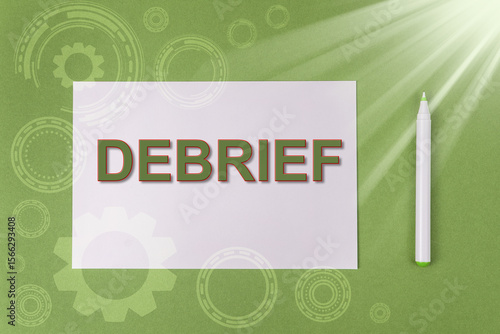 Debrief text on the green background