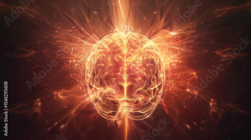 Wallpaper Mural  holographic representation of a human brain with AI-enhanced neural pathways Torontodigital.ca