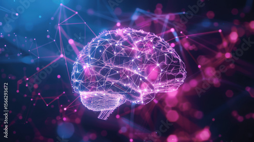 Wallpaper Mural  holographic representation of a human brain with AI-enhanced neural pathways Torontodigital.ca