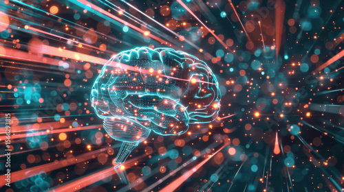 Wallpaper Mural  holographic representation of a human brain with AI-enhanced neural pathways Torontodigital.ca