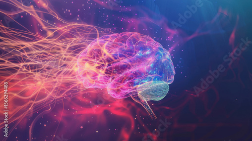 Wallpaper Mural  holographic representation of a human brain with AI-enhanced neural pathways Torontodigital.ca