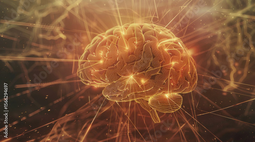 Wallpaper Mural  holographic representation of a human brain with AI-enhanced neural pathways Torontodigital.ca