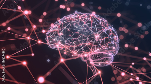 Wallpaper Mural  holographic representation of a human brain with AI-enhanced neural pathways Torontodigital.ca