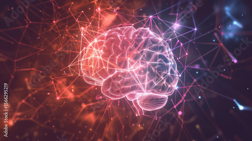 Wallpaper Mural  holographic representation of a human brain with AI-enhanced neural pathways Torontodigital.ca