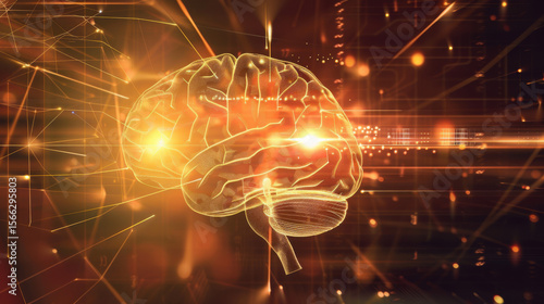 Wallpaper Mural  holographic representation of a human brain with AI-enhanced neural pathways Torontodigital.ca