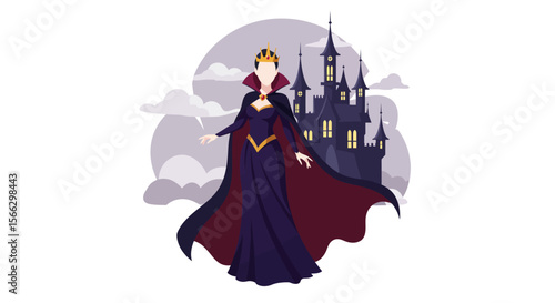 Regal Evil Queen in Foreboding Castle Setting.