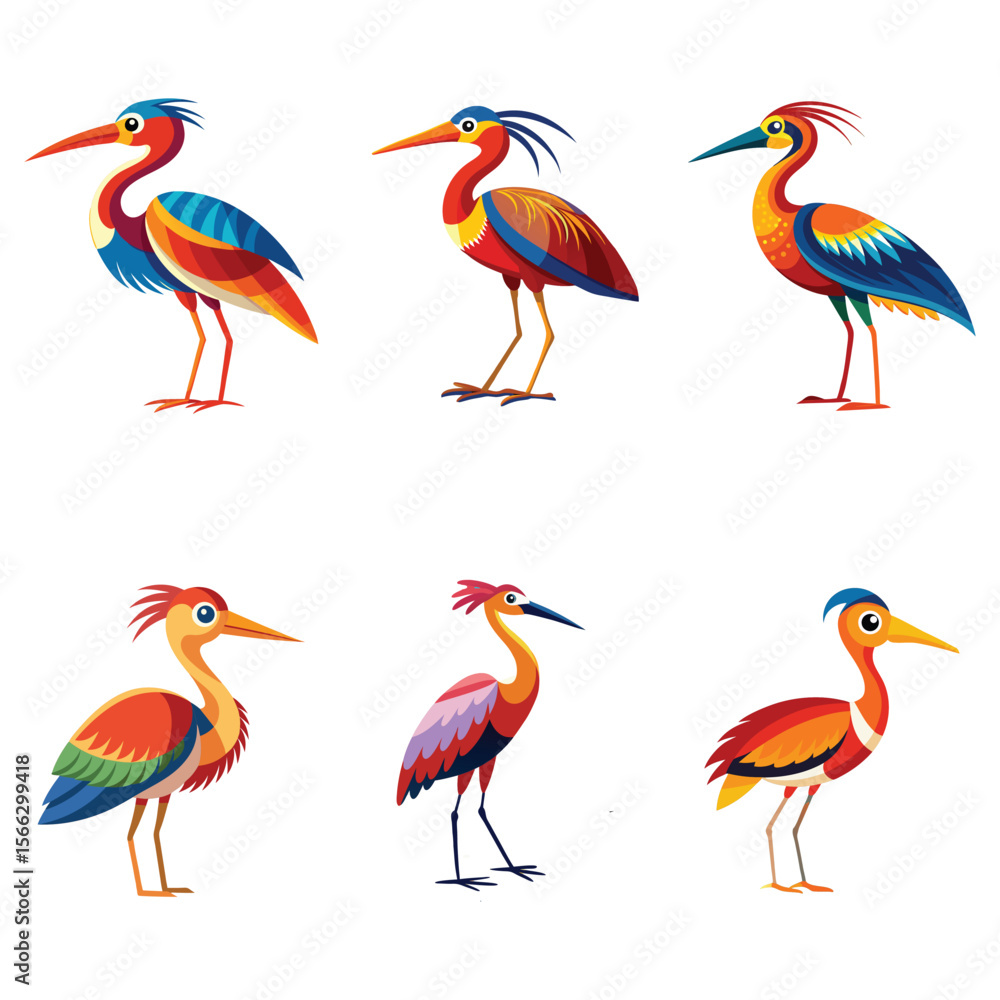 Obraz premium Coloring Seabird, Wading Bird, Tropical Bird, Animal Icon, Logo, Illustrations Vector