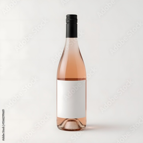 Elegant Rosé Wine Bottle Mockup Blank Label for Branding Design
