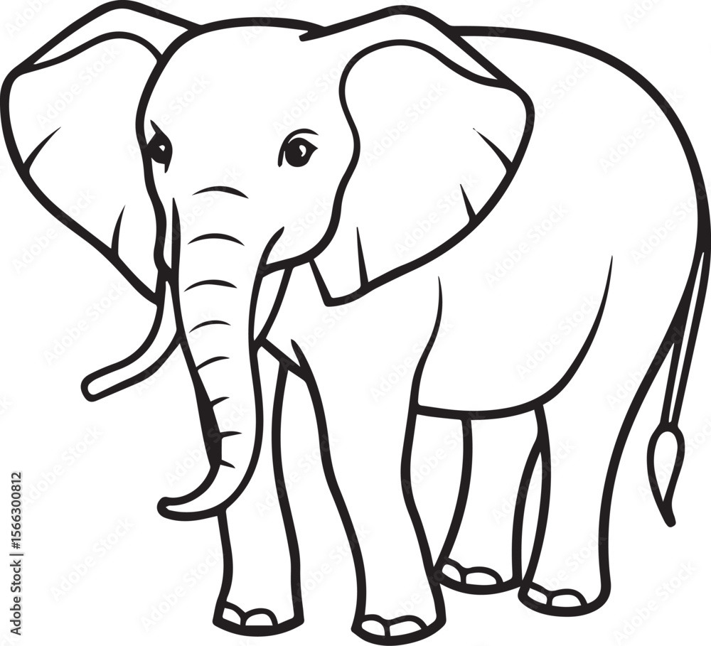 Naklejka premium Elephant Line Drawing