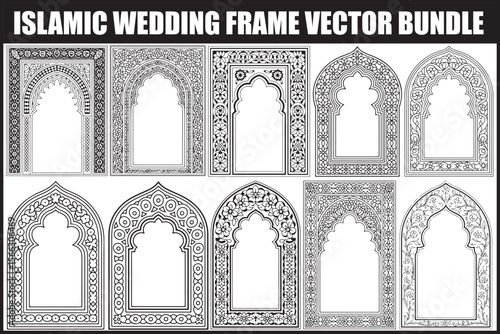 Islamic Wedding Arch Frame Vector Set

