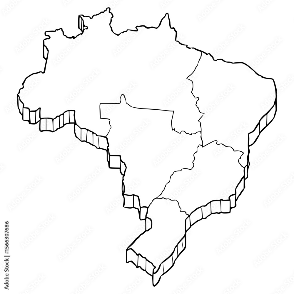 Obraz premium Brazil map illustration hand drawn outline vector