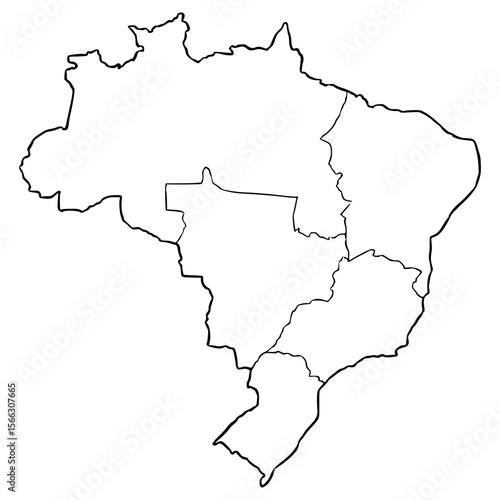 Brazil map illustration hand drawn outline vector