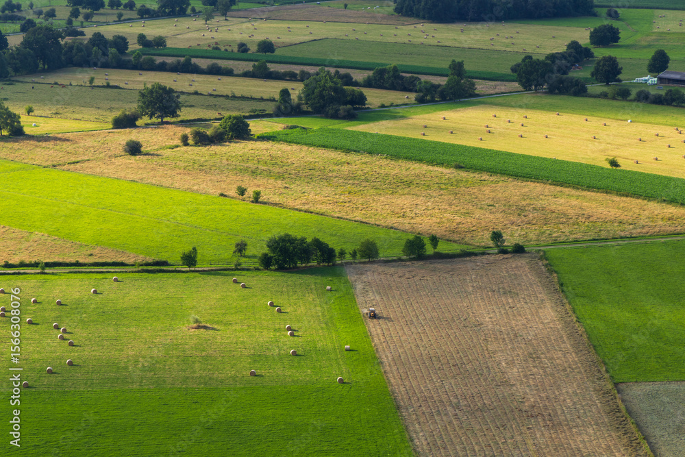 Naklejka premium Aerial View of Lush Farmland in Occitanie, France