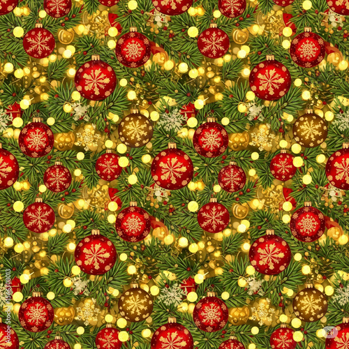 Seamless Pattern Christmas Ball