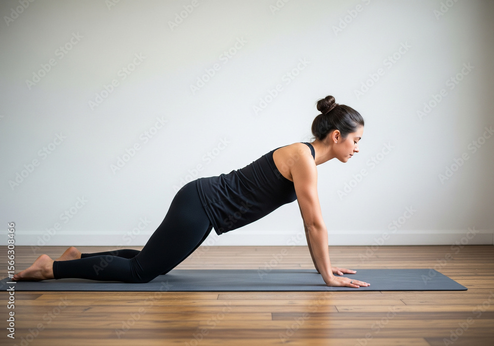 Fototapeta premium woman doing exercise on yoga mat