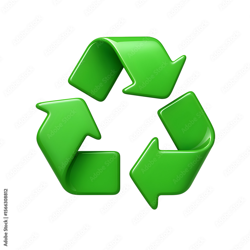 Obraz premium 3D Green recycling symbol indicating sustainability and environmental care Transparent Background