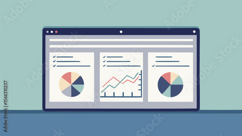 Dashboard interface showing charts and graphs for data visualization and analysis on a computer screen