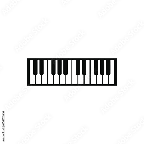 Piano Vector isolated Minimalist Piano Keyboard Icon – Black and White Music Symbol