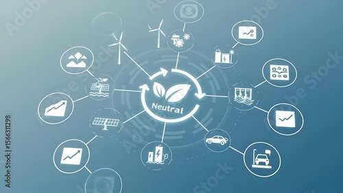 Infographic showcasing sustainable energy solutions, featuring wind turbines, solar panels, and electric vehicles