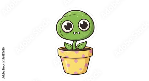 Cute Potted Plant Cartoon Character