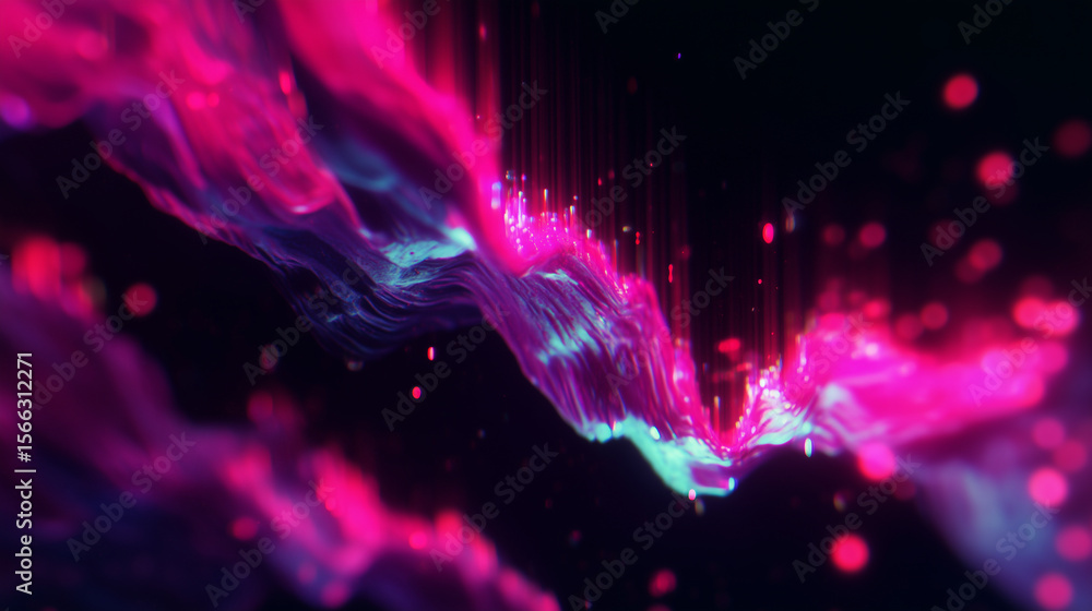 Fototapeta premium vivid abstract dreamscape with glowing light effects and floating shapes, ideal for futuristic backgrounds, music cover art, or creative digital design projects