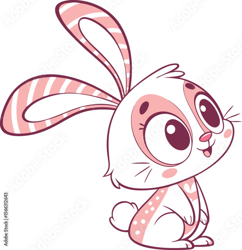 A charming cartoon bunny with large, expressive eyes and a sweet, joyful expression.