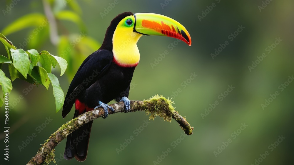 Obraz premium Colorful toucan perched on a branch.