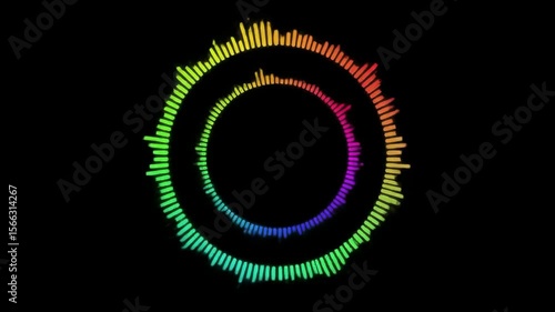 Wallpaper Mural Abstract animation with rainbow sound waves on black backdrop Torontodigital.ca