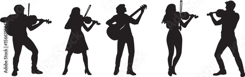 Violin Players Silhouette