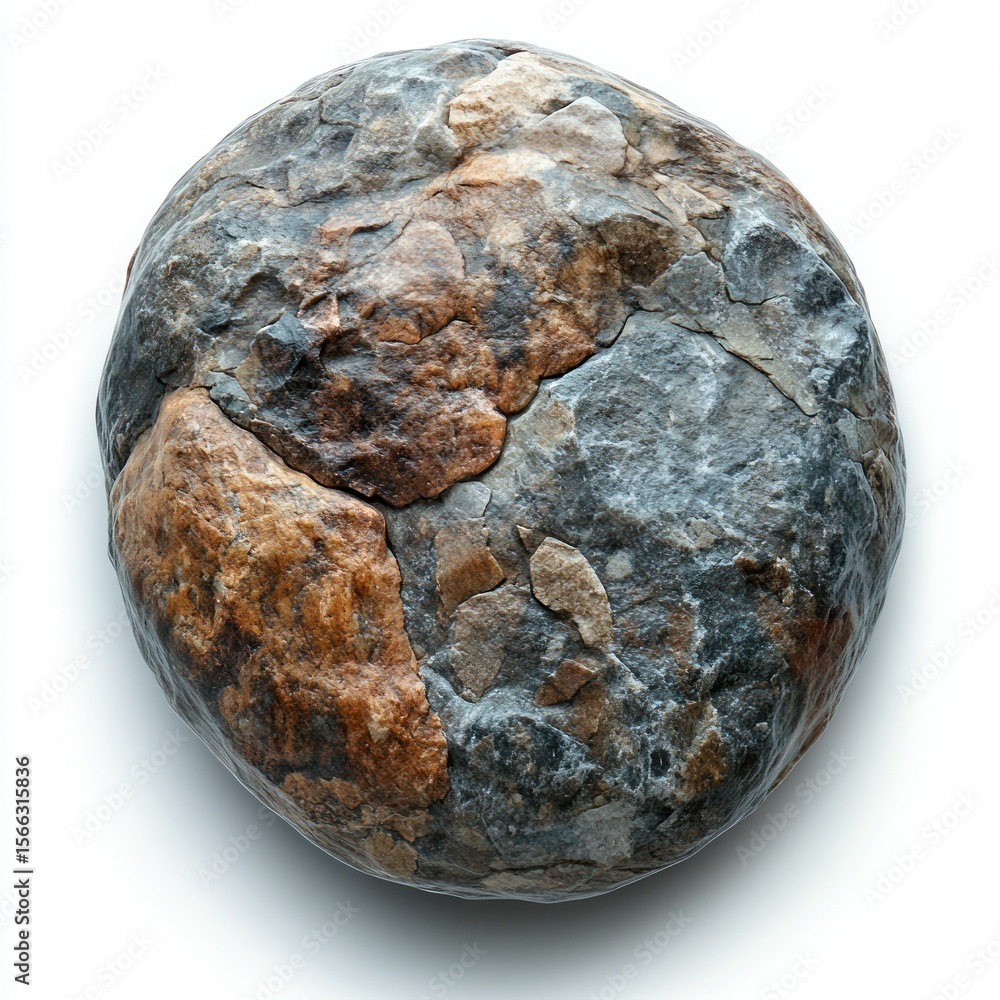 Unique spherical stone showcasing rich textures and colors under soft light Unique spherical stone showcasing rich textures and colors under soft light