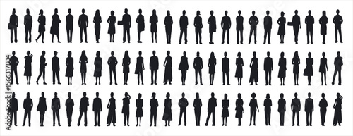 people have different pose silhouette vector with white background