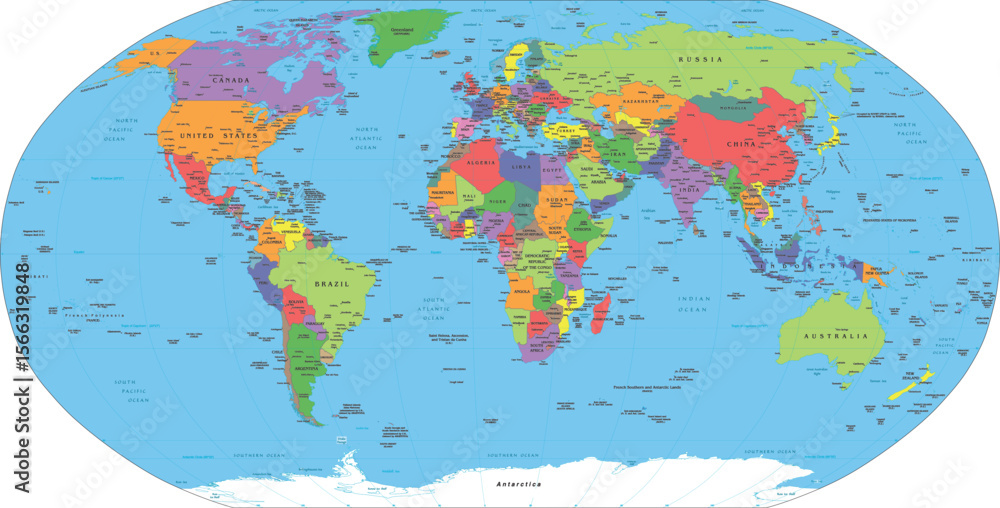 Fototapeta Colorful Political World Map Vector