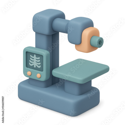 Cartoonish XRay Machine with Screen and Glowing Light Medical Equipment.