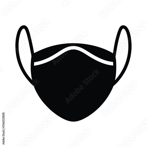 Black Face Mask Icon Vector Illustration