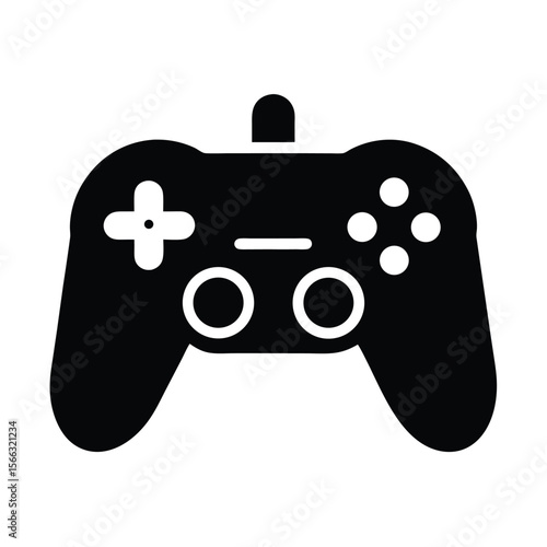 Black Game Controller Icon Vector Illustration