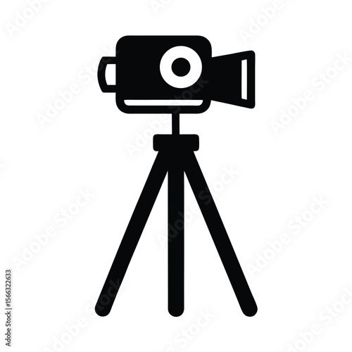 Camera On Tripod Icon Vector Illustration