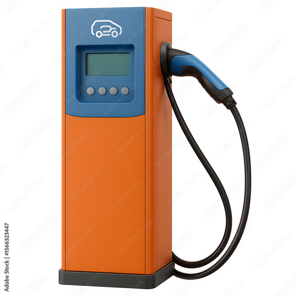 3D Electric Vehicle Charging Station Technology and Infrastructure Transparent Background 3D Electric Vehicle Charging Station Technology and Infrastructure Transparent Background
