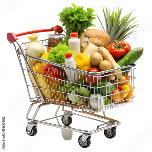 shopping cart full of groceries