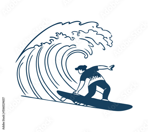 A collection of extreme water sport graphics. Perfect for t-shirt prints, logos, and summer adventure designs On White Background