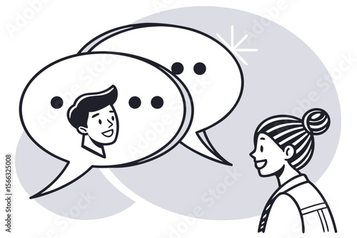 Clean vector lines of a chat bubble for communication and messaging