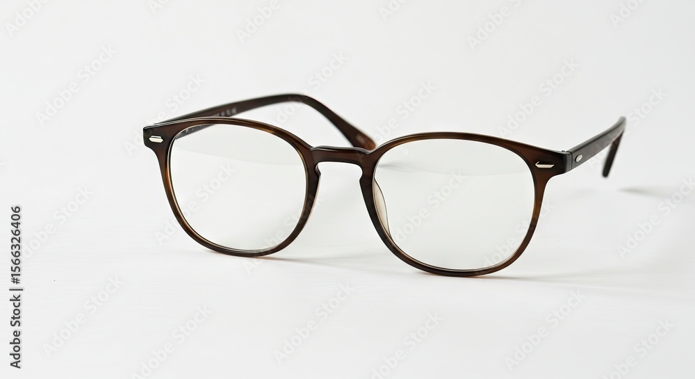 Fototapeta premium Classic rounded eyeglasses rest on surface