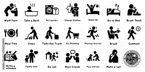日常生活の動作ピクトグラムセット、Daily Life Activities Pictogram Se