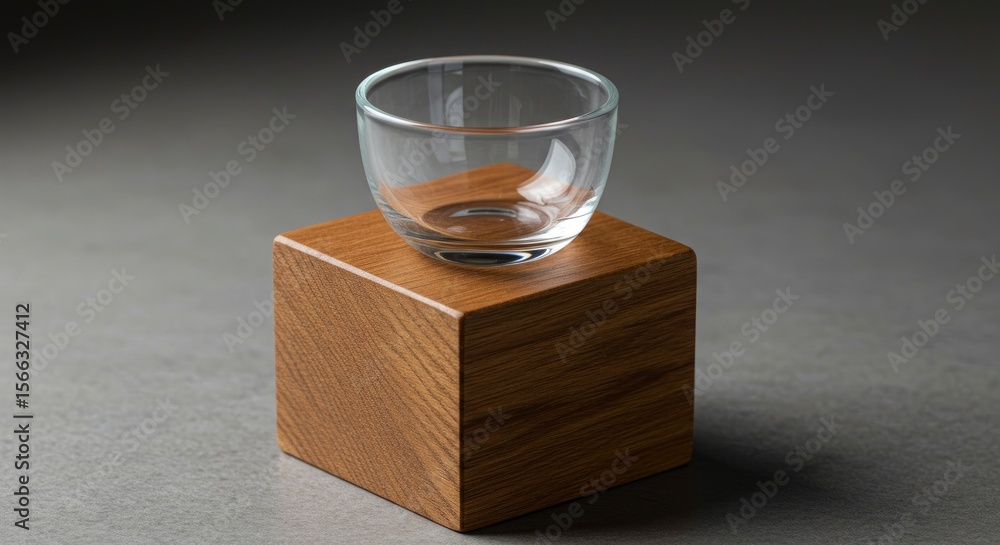 Fototapeta premium Glass sits elegantly upon a wooden pedestal